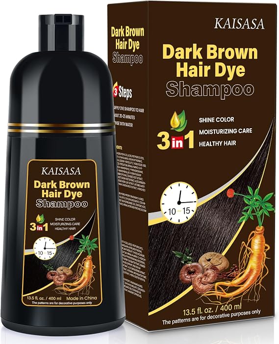 Dark Brown Hair Dye Shampoo, Permanent Dye Shampoo for Men Women