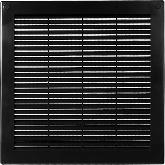 300x300mm (12 Inch) Black Square Air Vent Cover - Plastic Air Vent Grille with Insect Mesh Screen - External Wall Ventilation Cover for HVAC Ducts, Ceiling or Wall Vents - Indoor Outdoor
