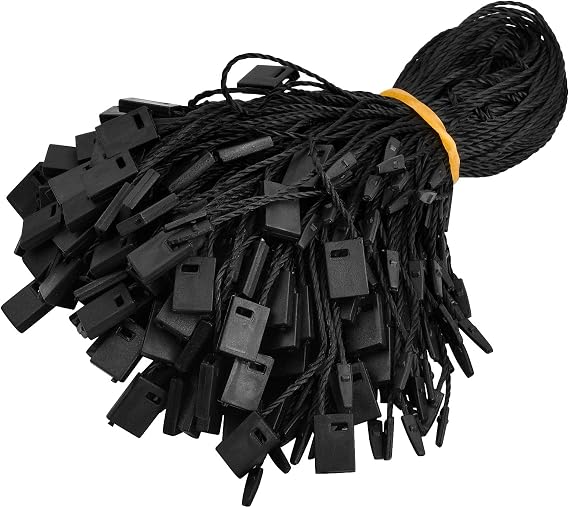 1000pcs String for Hang Tags 6.7inch, Clothing Tag Rope, Snap Lock Pin Loop Fastener Hook Ties for Attaching Labels Disposable Price Tags Clothes Jewelry Luggage Accessories, 17CM (Black)