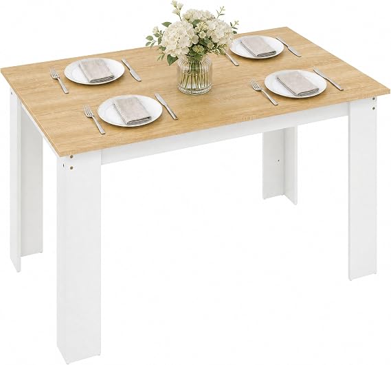 HOMCOM Dining Table for 4 to 6 Table 120W x 69D x 75H cm Oak and White