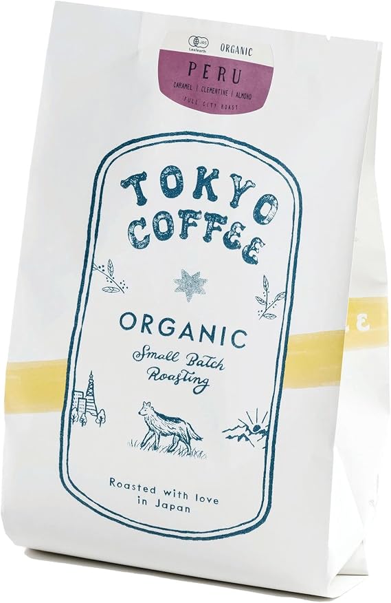 Tokyo Coffee Organic Peruvian South American Coffee Beans, Medium Deep Roasted Organic Coffee Beans, Home Roasted Specialty Store 7.1 oz 200 g