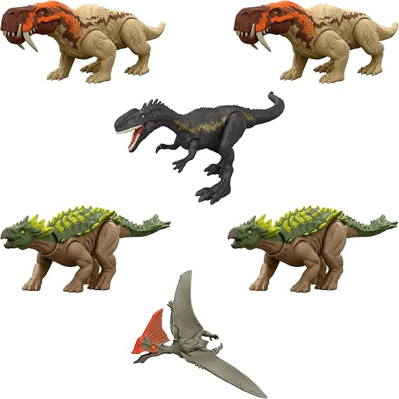Mattel Jurassic World Chase Attack! Assorted 986A-JGB77 Children's Figures, 6 Dinosaur Figures, Sold in Box, Ages 4 and Up, Multi