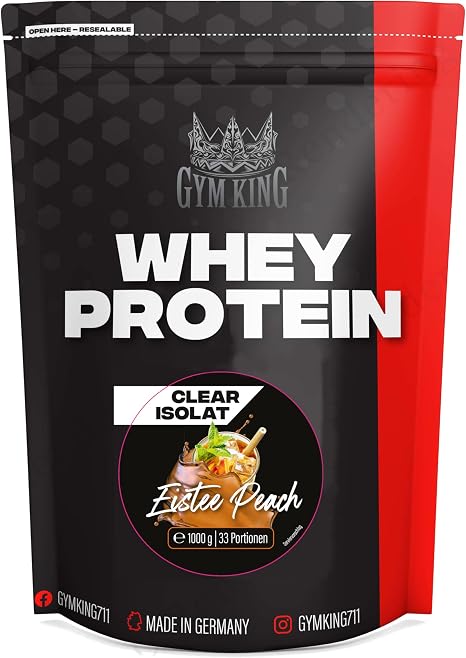 Gym King Clear Whey Isolate Protein Powder 1000 g Bag (1 kg Peach)