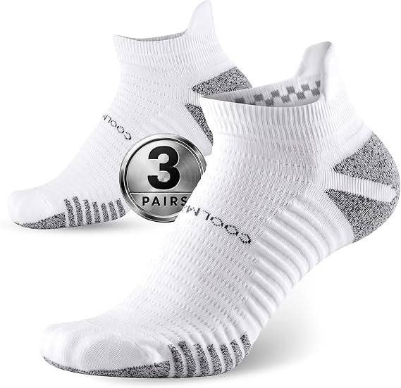 Rahhint Running Trainer Men Socks Cushioned Arch Support Anti Blister COOLMAX Quick Dry Short Anti Slip for Sport Golf Marathon