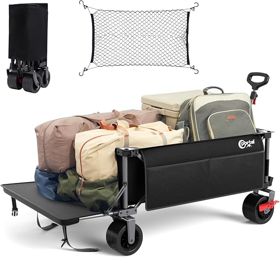 Portal Widened Folding Festival Trolley XXL With Brakes - Heavy Duty 600L Camping Cart, Beach Wagon, Collapsible Garden Cart for Picnic - 180KG Capacity