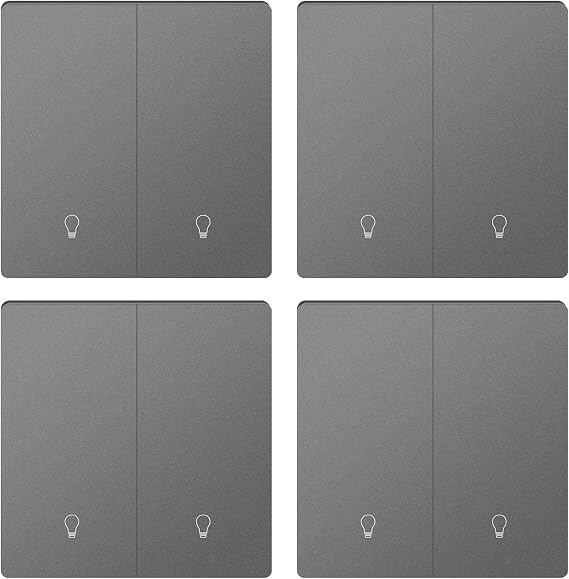 ZigBee Smart Light Switch, Work with Alexa Google Home, Pushbutton Switch with Backlight, Neutral Wire Required, Zigbee Hub Required (2way-4pack)