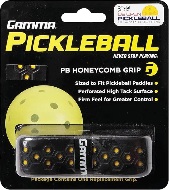 Gamma Sports Pickleball Honeycomb-Cushion Grip for Pickleball Paddles, Black/Yellow