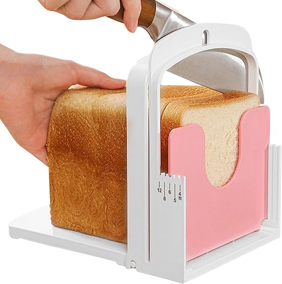 Foldable Bread Slicer Guide - Safe Loaf Cutting Board with Cutter Cover for Toast, Bagels & Sandwiches - Space Saving Kitchen Gadget