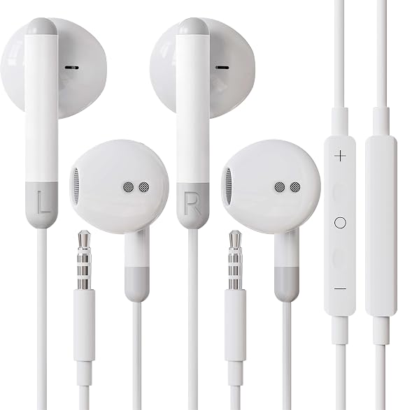 Bxlive Wired Headphones 2 Pcs, Wired Earphones In Ear Earbuds, Earbuds Noise Isolating Headset With Microphone Remote Sound Control, Compatible with Pad Samsung HuaWei MP3 Players Smartphones Laptops