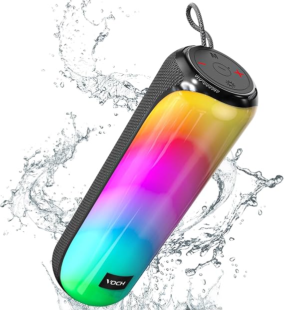 VOCH Portable Bluetooth Speaker with RGB Lights, 40W Stereo Loud Sound, Bluetooth 5.3, TWS Pairing, IPX7 Waterproof Wireless Speaker, AUX, 20H
