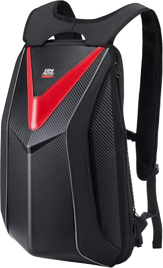 KEMIMOTO Motorcycle Backpack Hardshell Backpack Helmet Backpack Motorcycle Expandable Large Capacity Riding Bag Water Resistant Lightweight For Motorcycle Riding Work Gym Bag