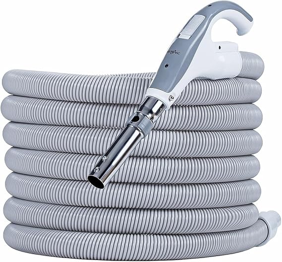 Premium Suction Hose for Central Vacuum Cleaners Suitable for Almost All Central Vacuum Cleaners Length 9 m Both Hose Ends Rotate 360 Degrees with On/Off Switch Clip Attachment (9 m)