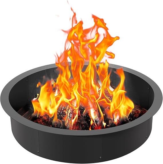 VEVOR Fire Pit Ring, 40-Inch Outer/36-Inch Inner Diameter, 8.5inch Height Fire Pit Insert, Heavy Duty Carbon Steel Liner DIY Campfire Ring above or In-Ground, for Outdoor Camping, Bonfires