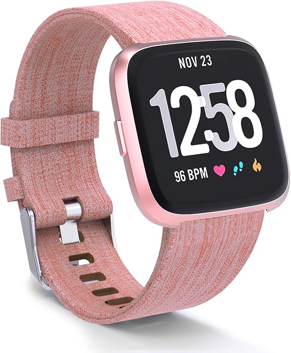Fitbit Versa/Fitbit Versa 2/Fitbit Versa Lite対応 レディース メンズ 通気性織生地ストラップ クイックリリース 調節可能な交換用リストバンド Fitbit Versaスマートウォッチ用