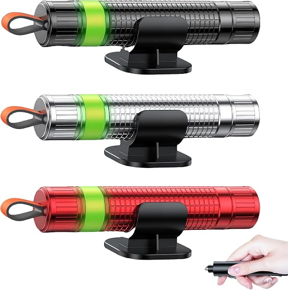 2 in 1 Seat Belt Cutter Emergency Hammer Mini Pack of 3 Emergency Hammer Car with Belt Cutter Emergency Hammer Car Safety Hammer Glass Breaker with Test Glass for Practice Car Window Destroyer for