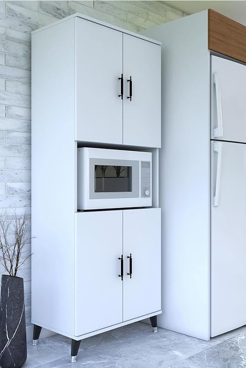MOBİLYA Çok Amaçlı Dolap, Fırın, Kiler, Banyo, Balkon Dolap (Büyük Boy Fırın Kabini) Beyaz