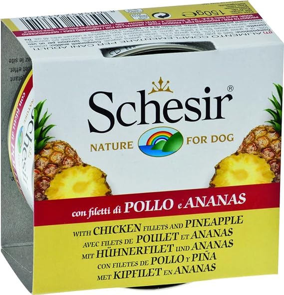 Schesir Yetişkin Köpek Konservesi 150 Gr Tavuk Etli + Ananas