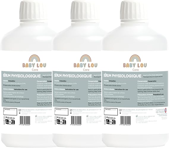 Saline Solution Bottle - Physiological Solution 3x500ml | NaCl 0.9% | Made in France | Nasal Irrigation | Nose Hygiene | For External Irrigation