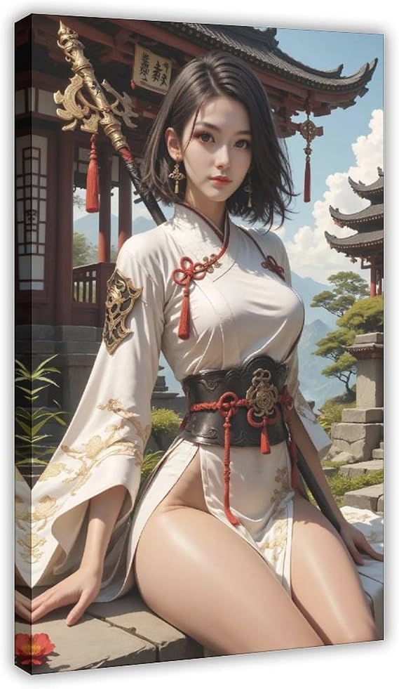 AI Generates Long-haired Beauties, Elves, Sexy Lingerie, Sexy Beauties 18 Canvas Poster Wall Art Decor Print Picture Paintings for Living Room Bedroom Decoration Frame: 12x18inch(30x45cm)