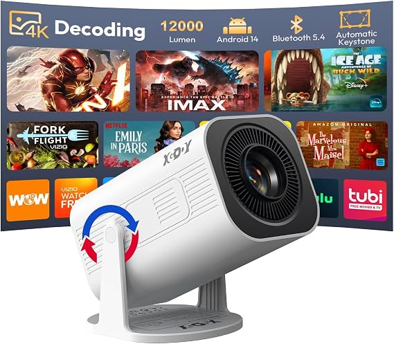 XGODY Gimbal 3 pro Mini Portable Smart Projector for Bedroom, Built in Apps