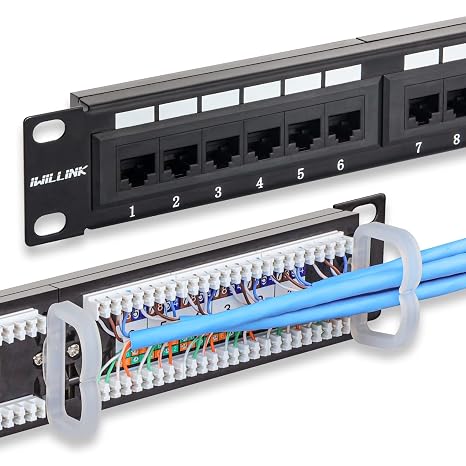 iwillink 10Gbps Cat6 Patch Panel, 24 Port RJ45 Keystone Network Panel