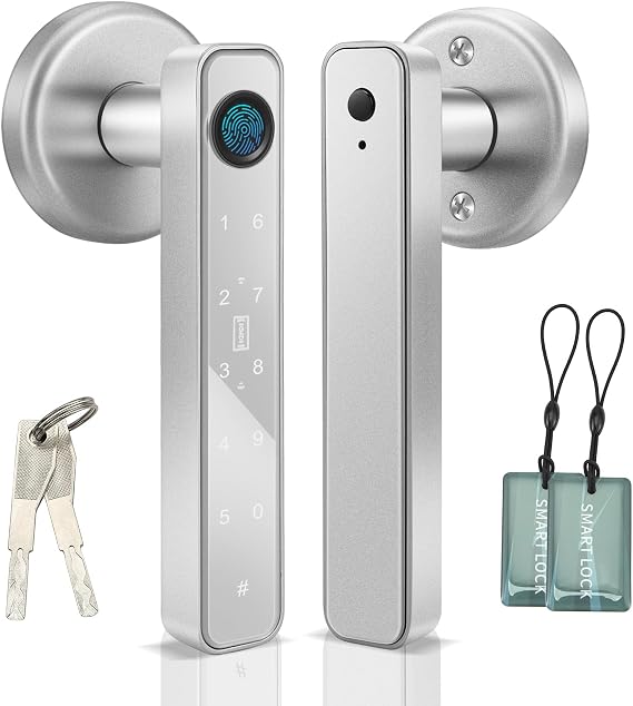 Smart Door Lock, Fingerprint Door Lock, 4-in-1 Electronic Fingerprint Keypad Password Traditional Keys IC Card for Home Bedroom Hotel Office Apartment