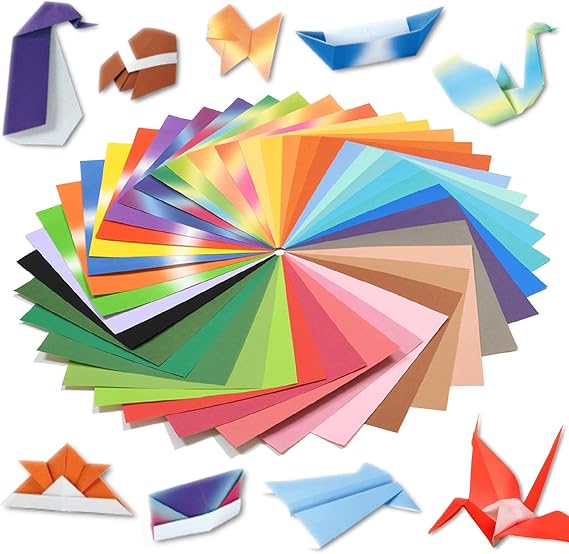 Coloured Origami Paper 15×15cm, 200 Sheets Coloured Folding Paper in 40 Designs, Square Origami Folding for School Arts DIY Craft Projects for Children and Adults