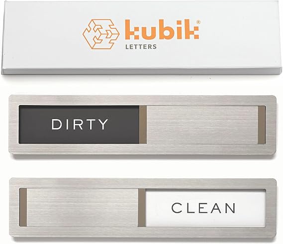 Bulaşık makinesi için temiz kirli mıknatıs, Kubik Letters Premium Paslanmaz Çelik Sınıf 304, Mutfak Düzenleyicileri ve Saklama Dekoru Aksesuarları, Ekstra Yapışkan Bantlar Dahil.