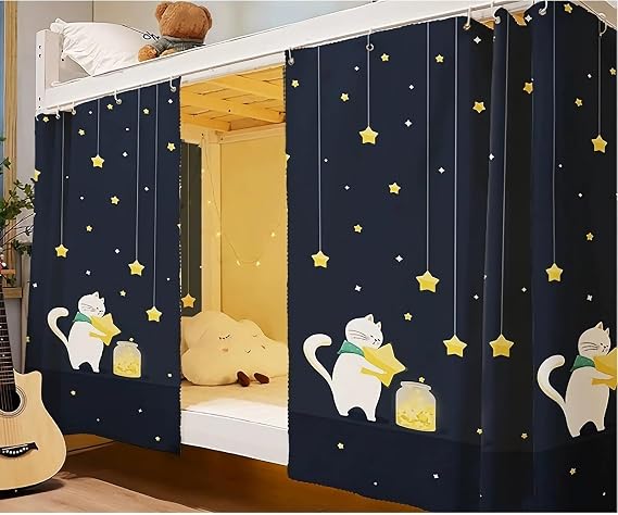 Dormitory Bunk Bed Curtains Student Bottom Blackout Canopy Bed Drapes Single Bed Moveable Dustproof Curtains Privacy Lightproof Bed Shading Cover for Home School Tent