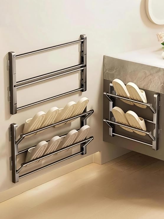 Foldable Wall Mounted Shoe Rack, Hanging Shoe Rack Holds 2/4/6 Pairs