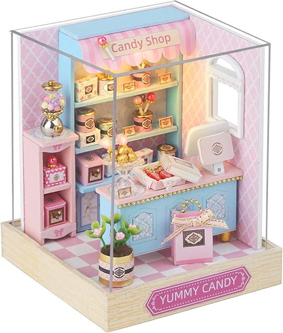 CUTEROOM DIY Miniature Doll House Kits, 3D Wooden Dollhouse-Candy