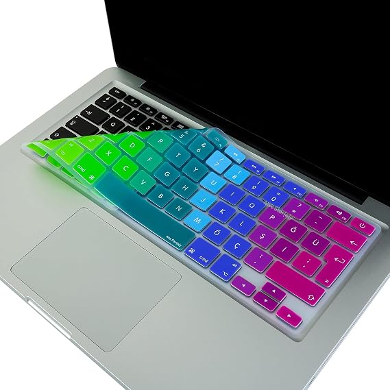 McStorey MacBook Klavye Koruyucu Türkçe Q Silikon Uyumlu Dazzle Desenli Air 13 inç A1466 A1369 Pro 13 inç A1502 A1425 Pro 15 inç A1398 A1286 Pro 17 inç A1297 Pembe Yeşil