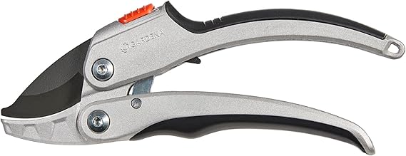 Gardena SmartCut Ratchet Secateurs: Sturdy Secateurs with Anvil Cutting Edge for Thicker and Dry Wood up to 25 mm Diameter Two Handle Positions with Ratchet Mechanism and Aluminium Handles (8798-20)