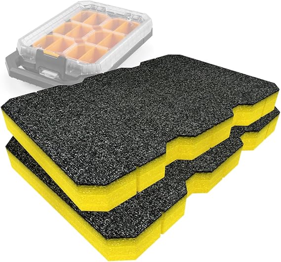 Shadow Foam Insert Pack Compatible with Toughbuilt® StackTech Compact Organiser | Cut and Peel Foam for Toolbox Organisation, Kaizen, 5S (Yellow, 30mm)