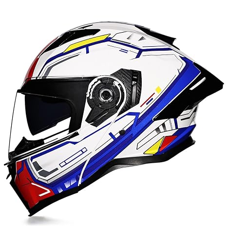 Modular Motorcycle Helmet, Flip Up Helmet Adult Motorcycle Helmet With Double Visor, ECE Approved Helmet For Men And Women Suitable for all seasons 7,M=55-56CM