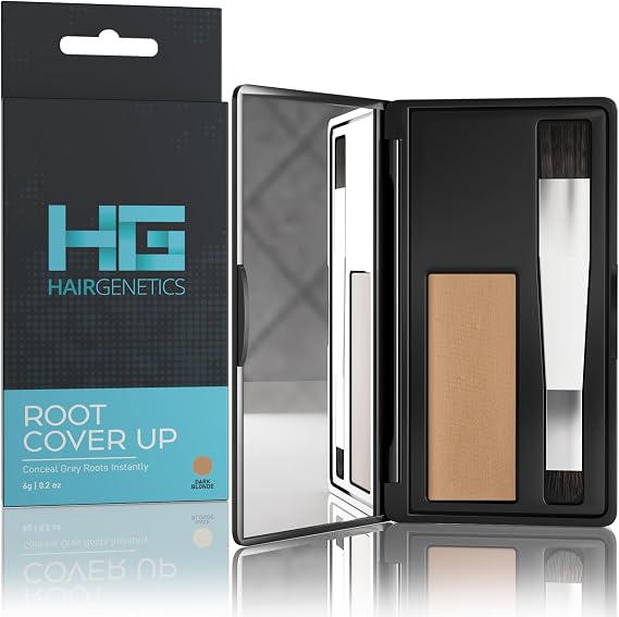 Hair Genetics Root Touch Up Hair Powder - Root Cover Up Instantly Conceals Thin Hairline, Covers Grey Roots, Easy Application, Water & Sweat Resistant Hair Colour for Fuller Hairlines (Dark Blonde)