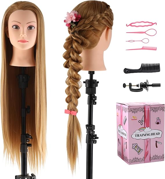 Mannequin Head with Hair 26" Hairdressing Head Cosmetology Mannequin Head