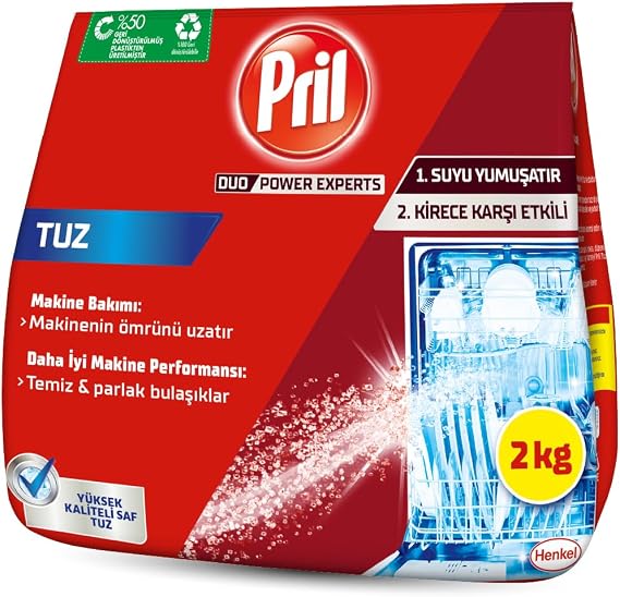Pril Duo Power Experts Kirece Karşı Etkili Bulaşık Makinesi Tuzu 1 x 2000 g, Makine Tuzu