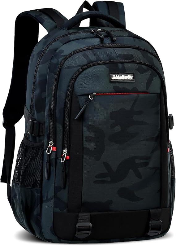 Amythe School Backpack for Teenagers, Men's Ergonomic Camouflage Backpack, Large 29L Casual Backpack, Waterproof, for School, Travel and University, camouflage green, Rucksack Backpacks