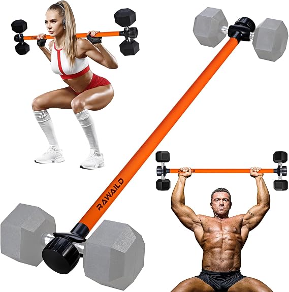 Dumbbell Converter, Convert Dumbbells to Barbell Set, Weight Bar for Bench Presses, Squats, Hip Thrust, Deadlifts, Home Weightlifting and Strength Training, Versatile Home Gym Equipment