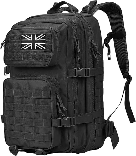 45L Military Tactical Backpack, MOLLE Assault Pack for Hiking Camping Black