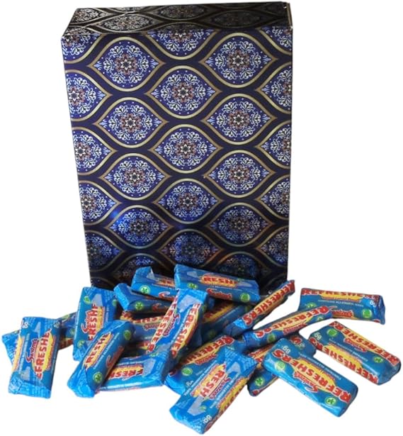 350g Rectangular Box Royal Blue & Gold Pattern of Swizzles Refreshers