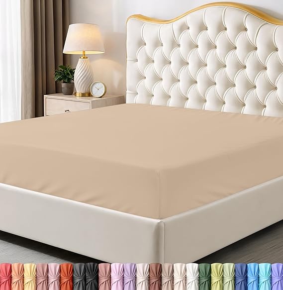 Utopia Bedding King Fitted Sheet - Bottom Sheet - Deep Pocket - Soft Microfiber -Shrinkage and Fade Resistant-Easy Care -1 Fitted Sheet Only (Beige)