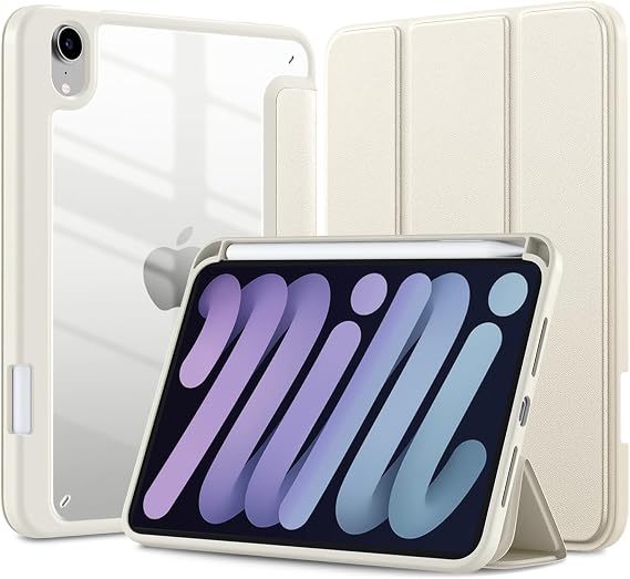 Mastten iPad Mini 7 için kılıf A17 Pro, iPad Mini 7th/6th nesil kılıf 2024/2021 8.3 inç kalem tutucu ile, hibrid ince şeffaf arka kabuk kapak çocuklar, otomatik uyanma/uyku, yıldız ışığı