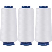 Larger Serger Thread Cones 3 Rolls, 3000 Yards Each Roll Diameter 2.13" Height 4.37" Polyester Pagoda Yarns Sewing Thread Spools 40S/2 for Overlock Quilting (CR016 white3)