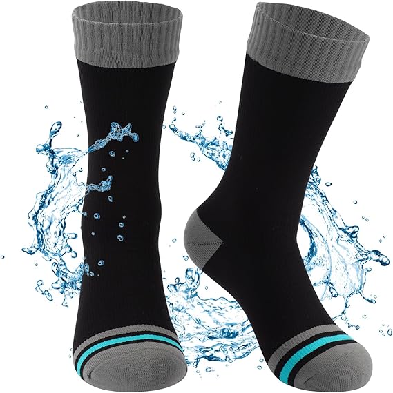 Unisex Waterproof Socks, Breathable Mid Calf Waterproof Running Socks, Stretchy Mens Socks for Hiking, Cycling
