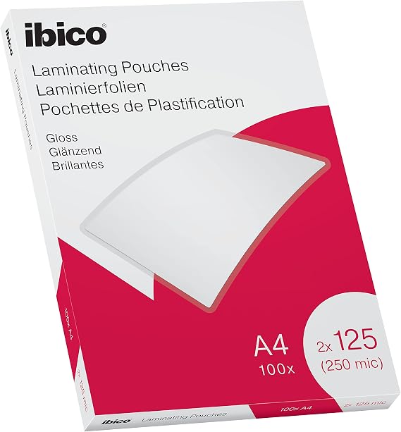 Ibico 627318 Laminating Wallets A4 250 Micron Gloss 100