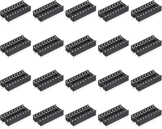 sourcing map 26Pcs DIP IC Chip Socket Adapter 7.62mm Row Pitch 18 Pin IC Assortment Kit 2.54mm/0.1" Pitch for Breadboard Project, PCB Board Design
