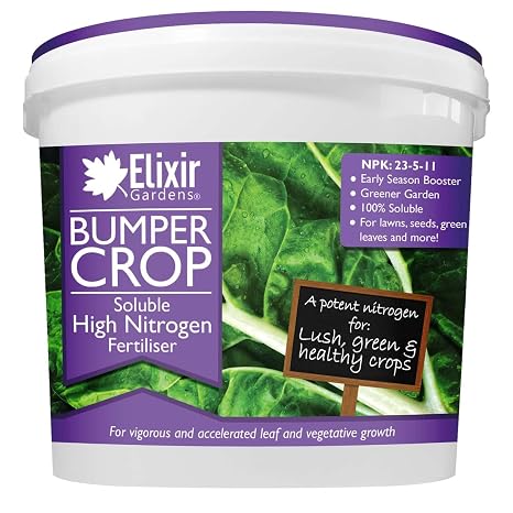 Elixir Gardens Bumper Crop High Nitrogen Fertiliser N.P.K: 23-5-11 2.5kg Tub