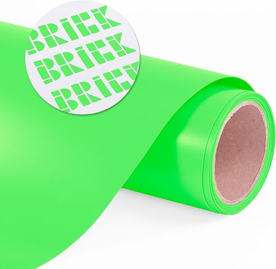 Siser Brick 600 Heat Transfer Vinyl, 19.6" x 1' Sheet Fluorescent Green - Fits Siser Romeo/Juliet & Other Professional or Craft Cutter - 3D HTV - CPSIA Certified